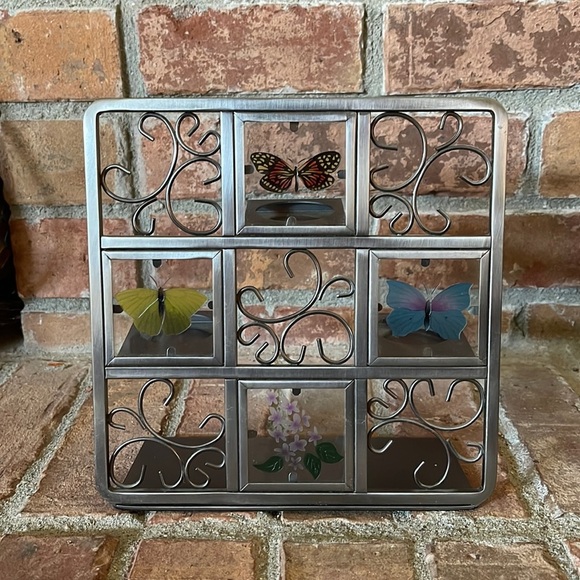 PartyLite Butterfly Tealight Easel Metal & Glass Candle Holder - Picture 1 of 8